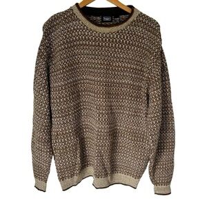 Vintage haggar Brown & Tan Woven Textured Grandpa Sweater Size XXL